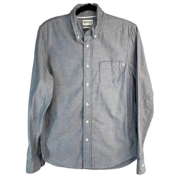 TIMBERLAND Mens Brushed Cotton Button Down Shirt Long Sleeve Logo Slim Fit S - Picture 2 of 13